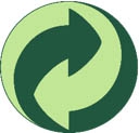 Green dot symbol of two intertwined green rain drops